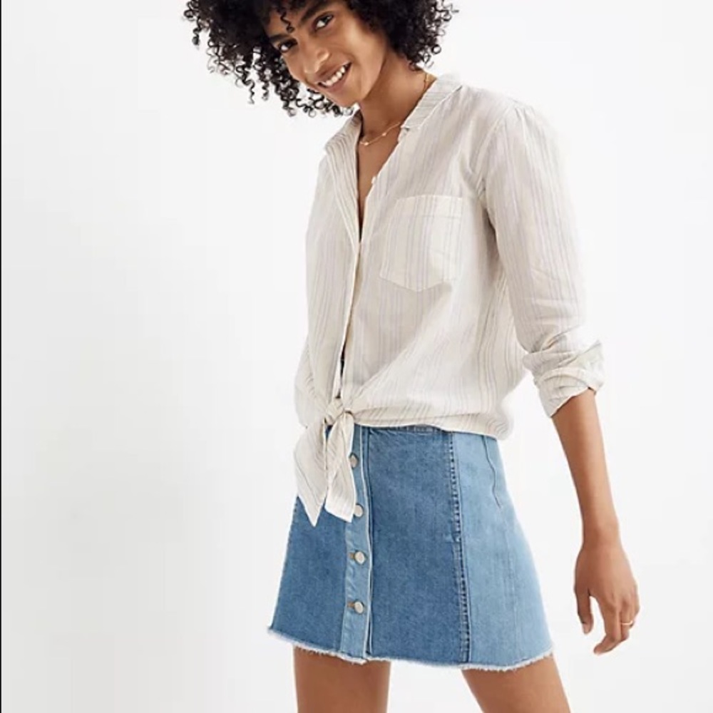 Madewell Tie-Front Shirt in Stripe in Size M